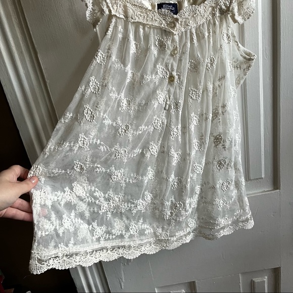 Blue Asphalt Vintage Off White Lacy Sheer Top Size Medium - Picture 5 of 10